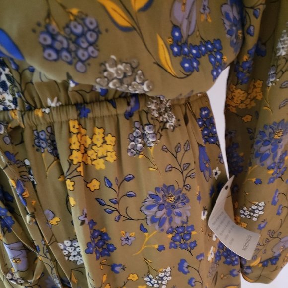 NWT DR2 Green Floral long Sleeve Dress - Picture 3 of 7